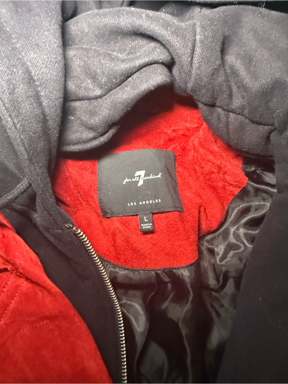7 for All Mankind Suede Leather Jacket with removable hood L - Picture 5 of 6